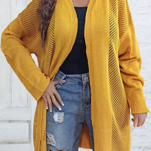 Plus Size Openwork Long Sleeve Open Front Cardigan - Premium  from Trendsi - Just $35! Shop now at ZLA