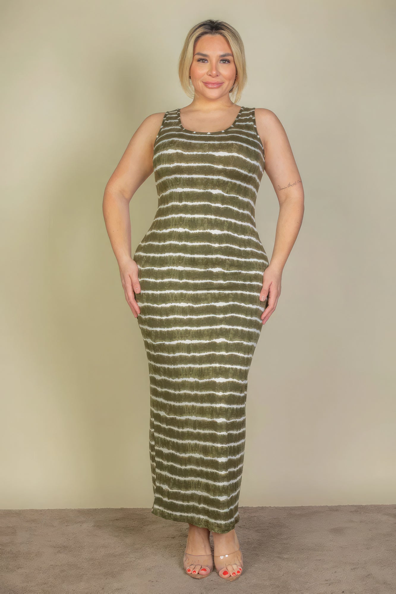 Plus Size Tie Dye Printed Tank Bodycon Maxi Dress - Premium  from ZLA - Just $20.50! Shop now at ZLA