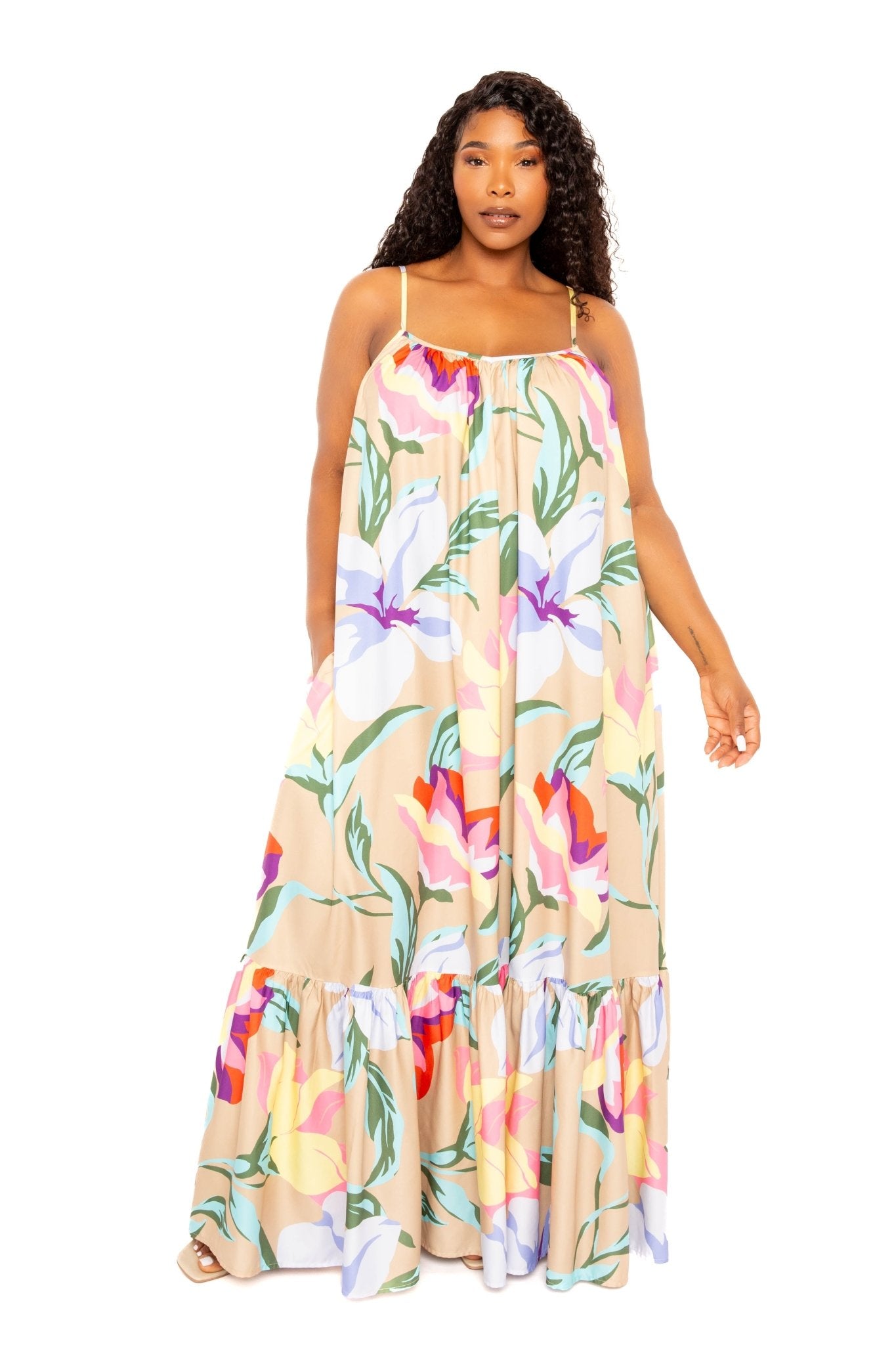 Printed Voluminous Maxi Dress - Premium  from ZLA - Just $88.50! Shop now at ZLA