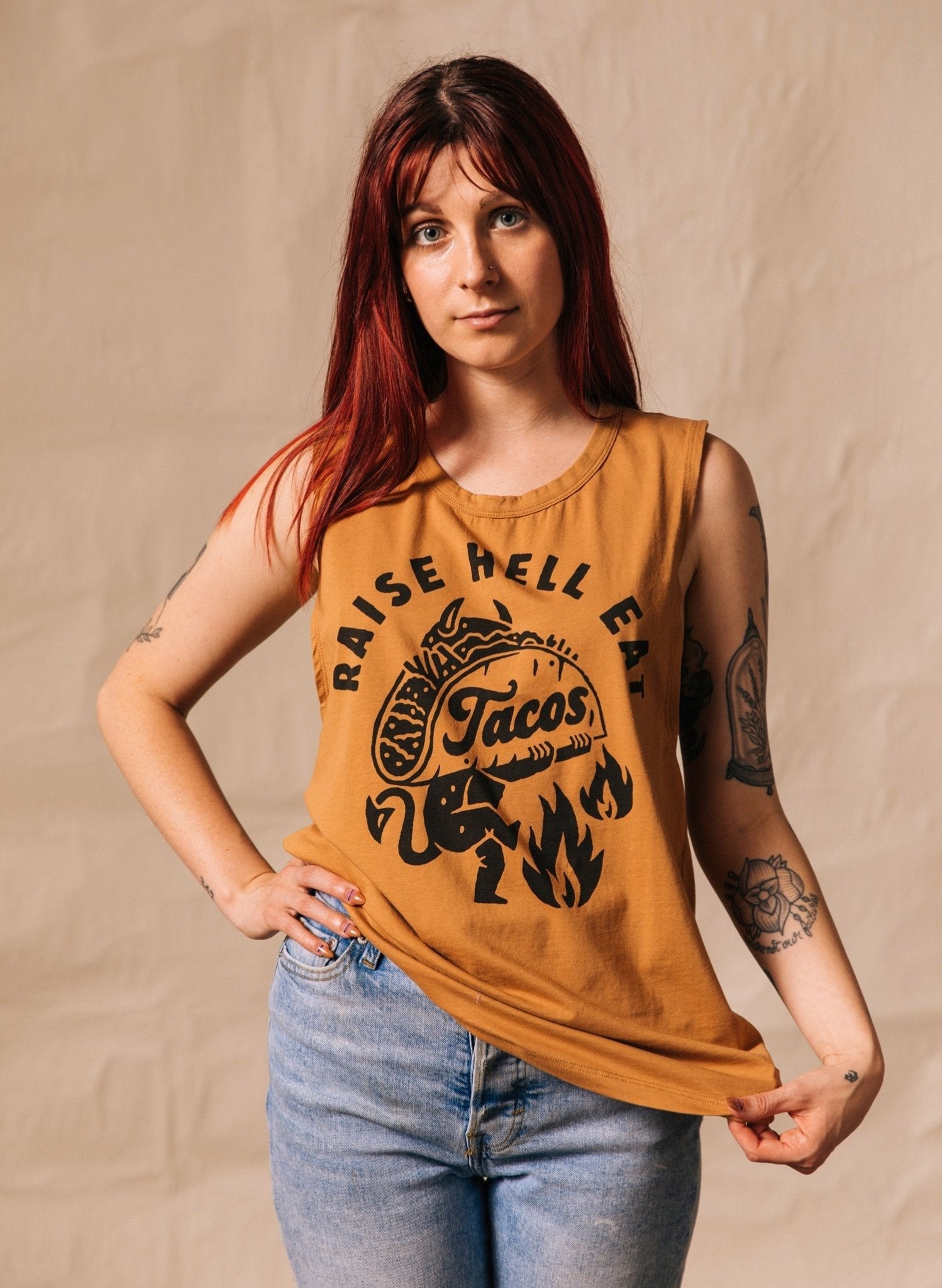 Raise Hell Eat Tacos Muscle Tee - Premium  from Pyknic - Just $32! Shop now at ZLA