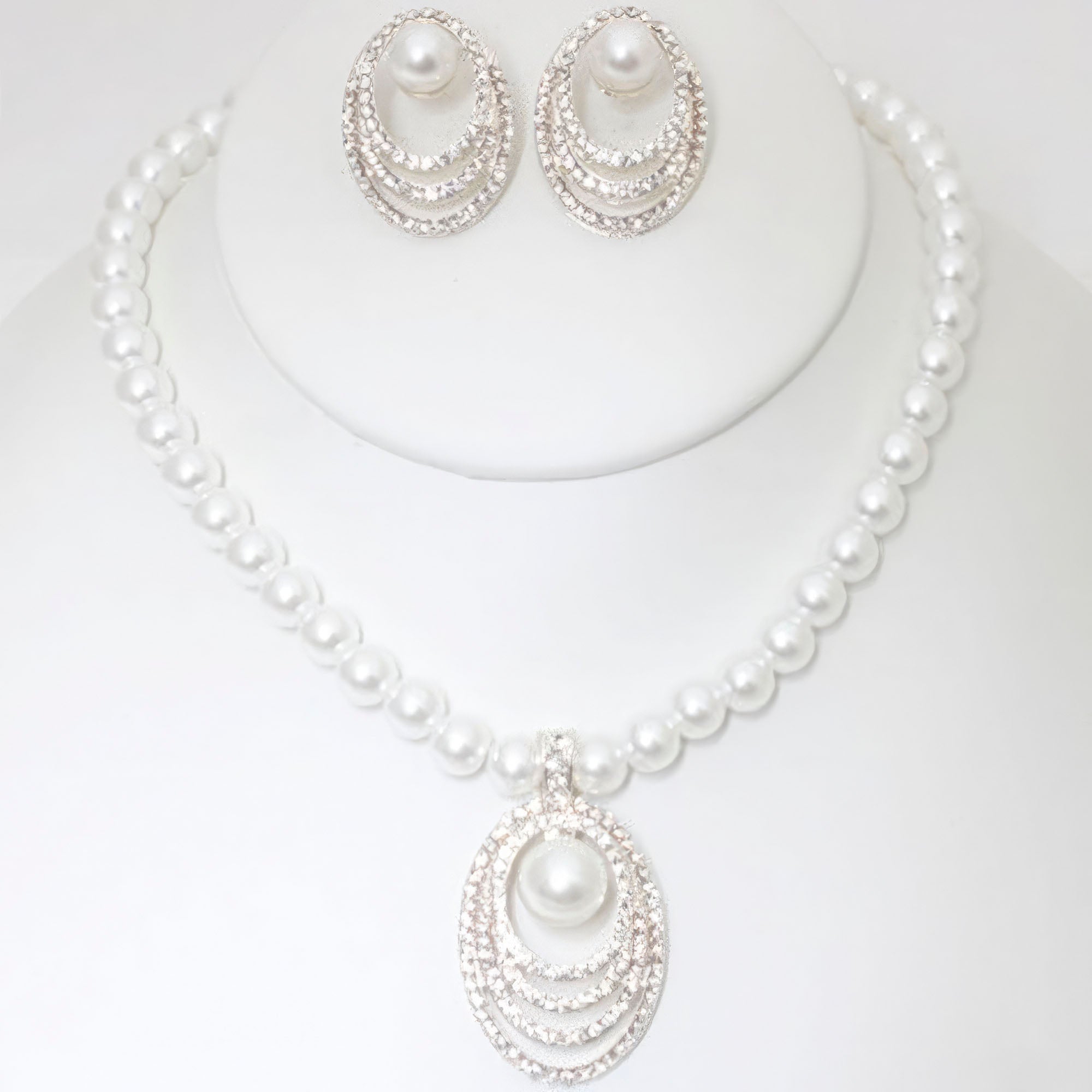 Rhinestone Pearl Necklace And Earring Set - Premium  from ZLA - Just $12! Shop now at ZLA