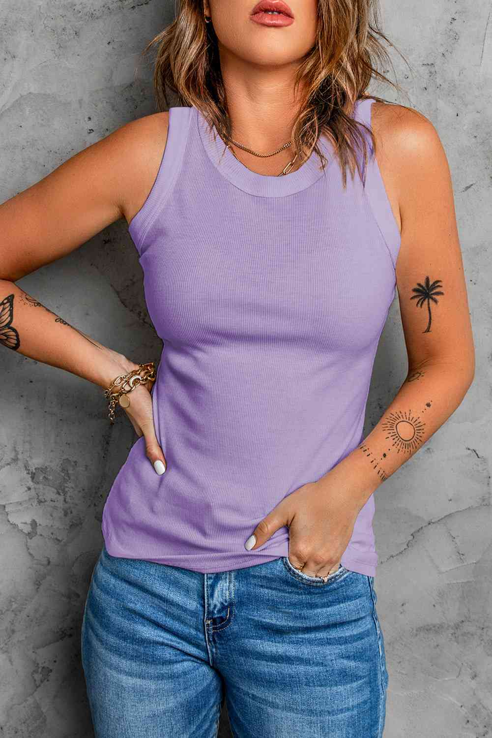 Round Neck Tank - Premium  from Trendsi - Just $22! Shop now at ZLA