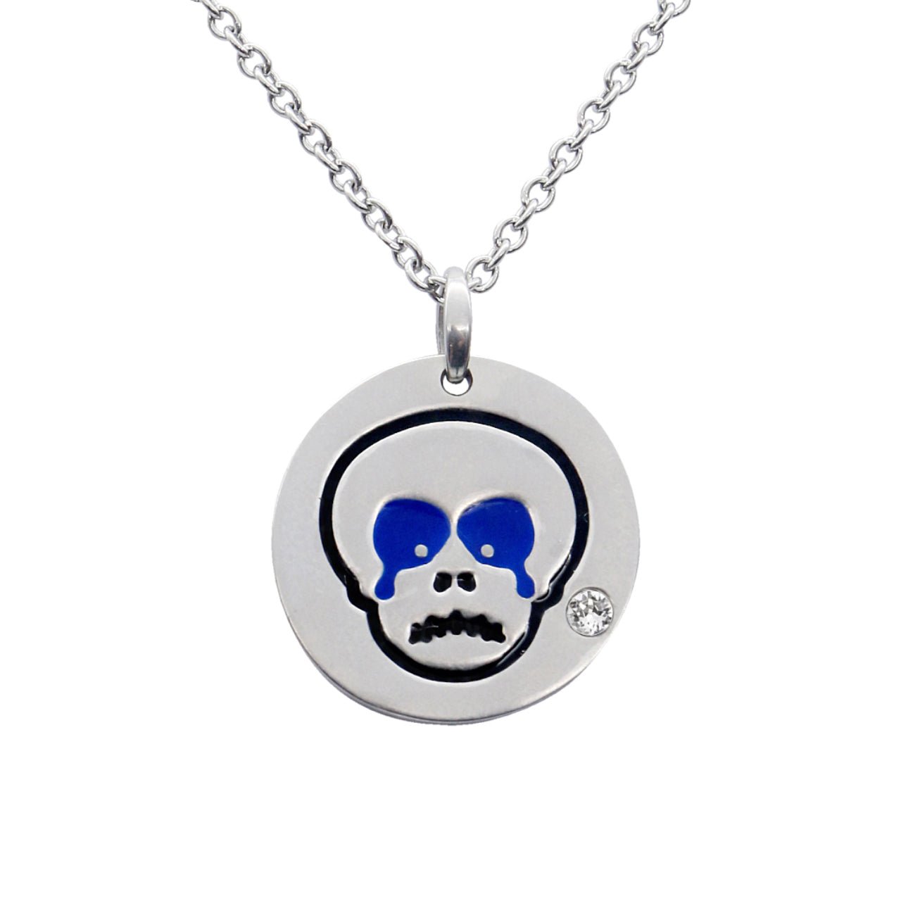 Sad Skull Emoji Necklace With Swarovski Crystal - Premium Jewelry & Watches from Blue Asteria - Just $16.46! Shop now at ZLA