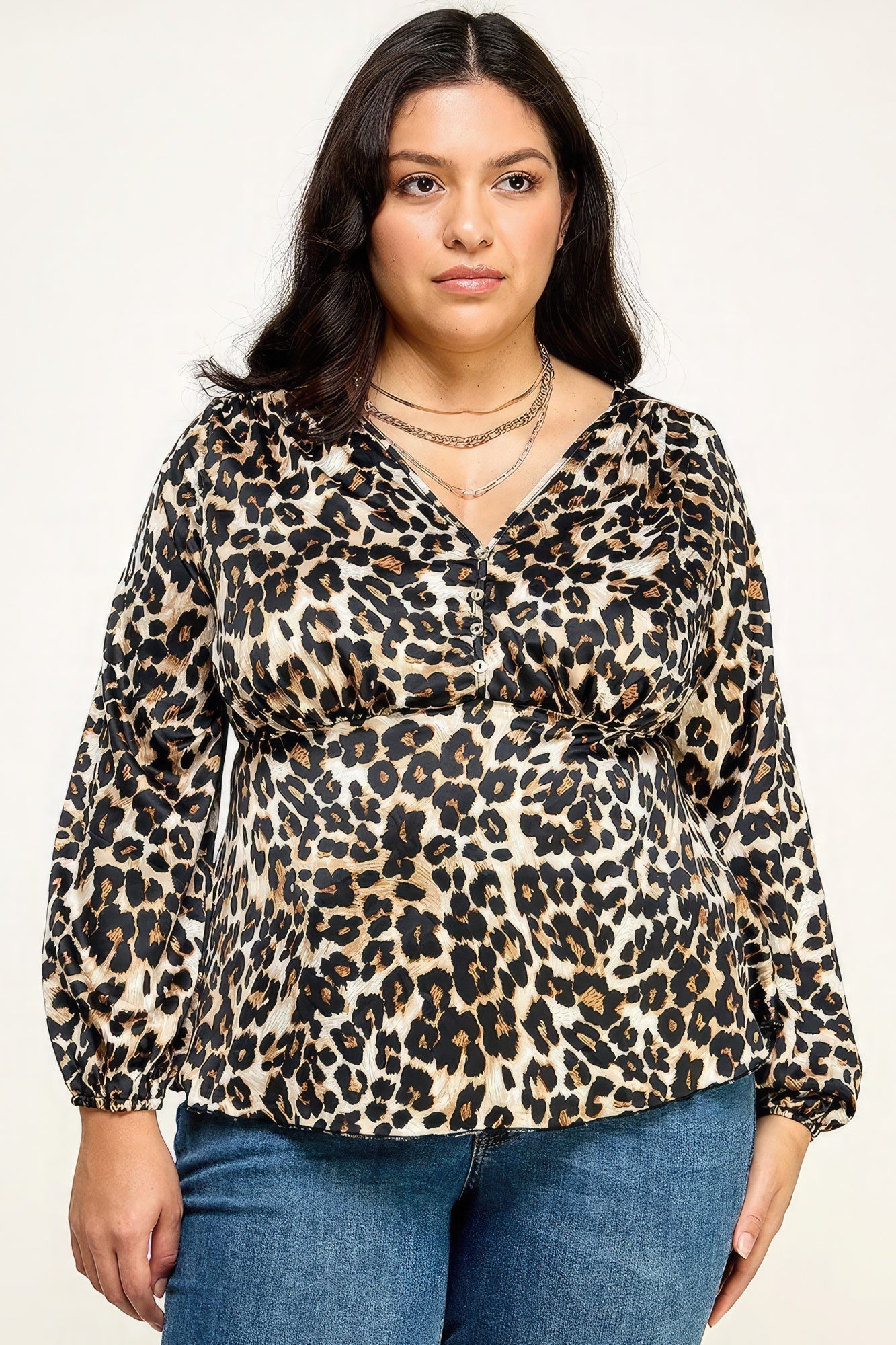 Satin Animal Babydoll Blouse - Premium  from ZLA - Just $38! Shop now at ZLA
