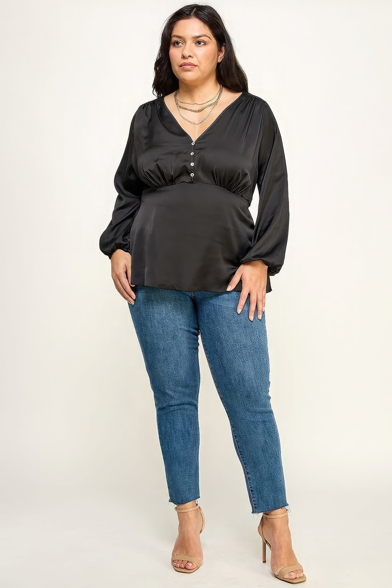 Satin Babydoll Blouse - Premium  from ZLA - Just $38! Shop now at ZLA