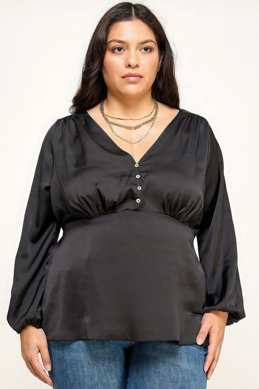 Satin Babydoll Blouse - Premium  from ZLA - Just $38! Shop now at ZLA