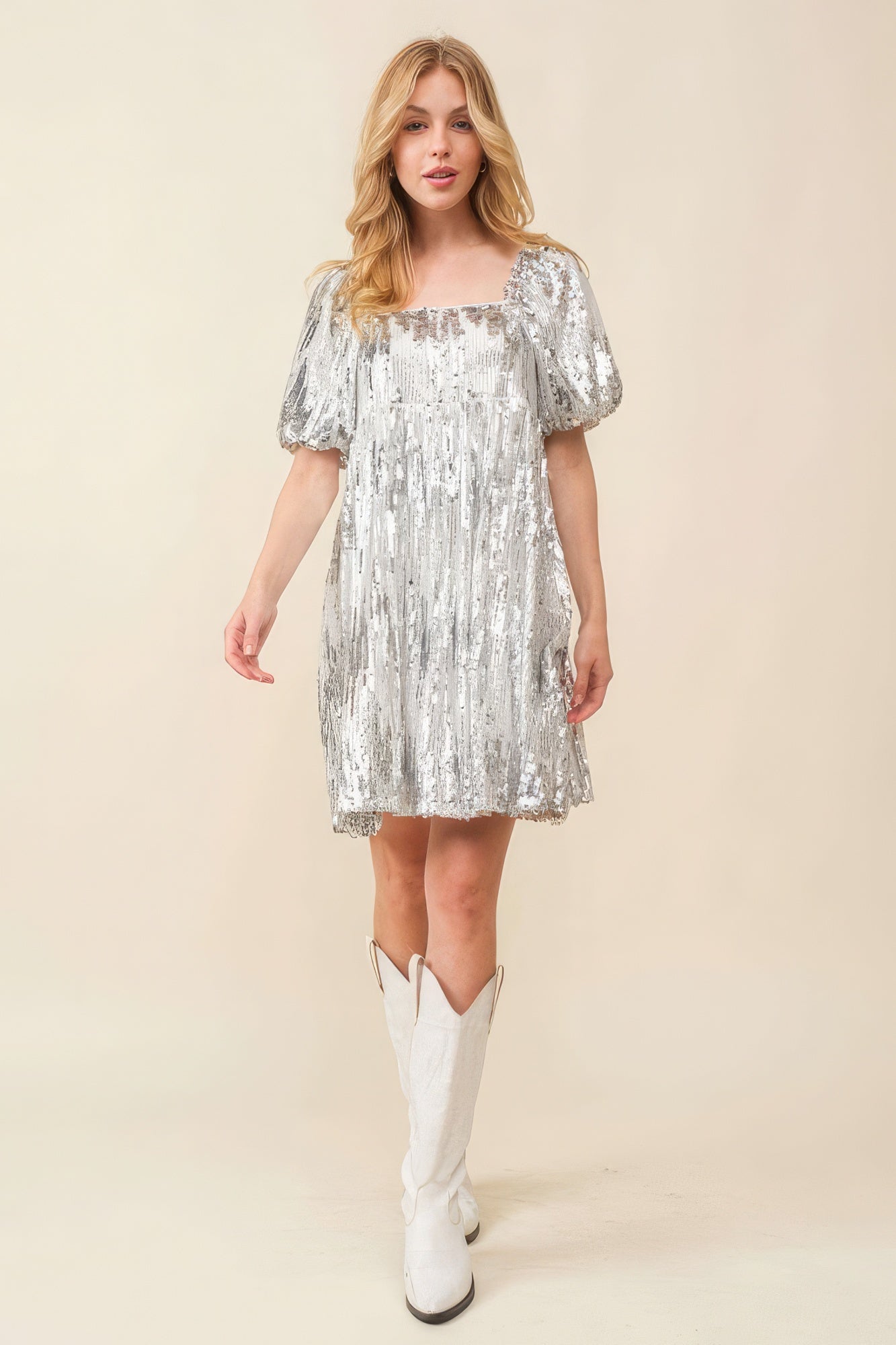 Sequin Babydoll Mini Dress - Premium  from ZLA - Just $77.50! Shop now at ZLA