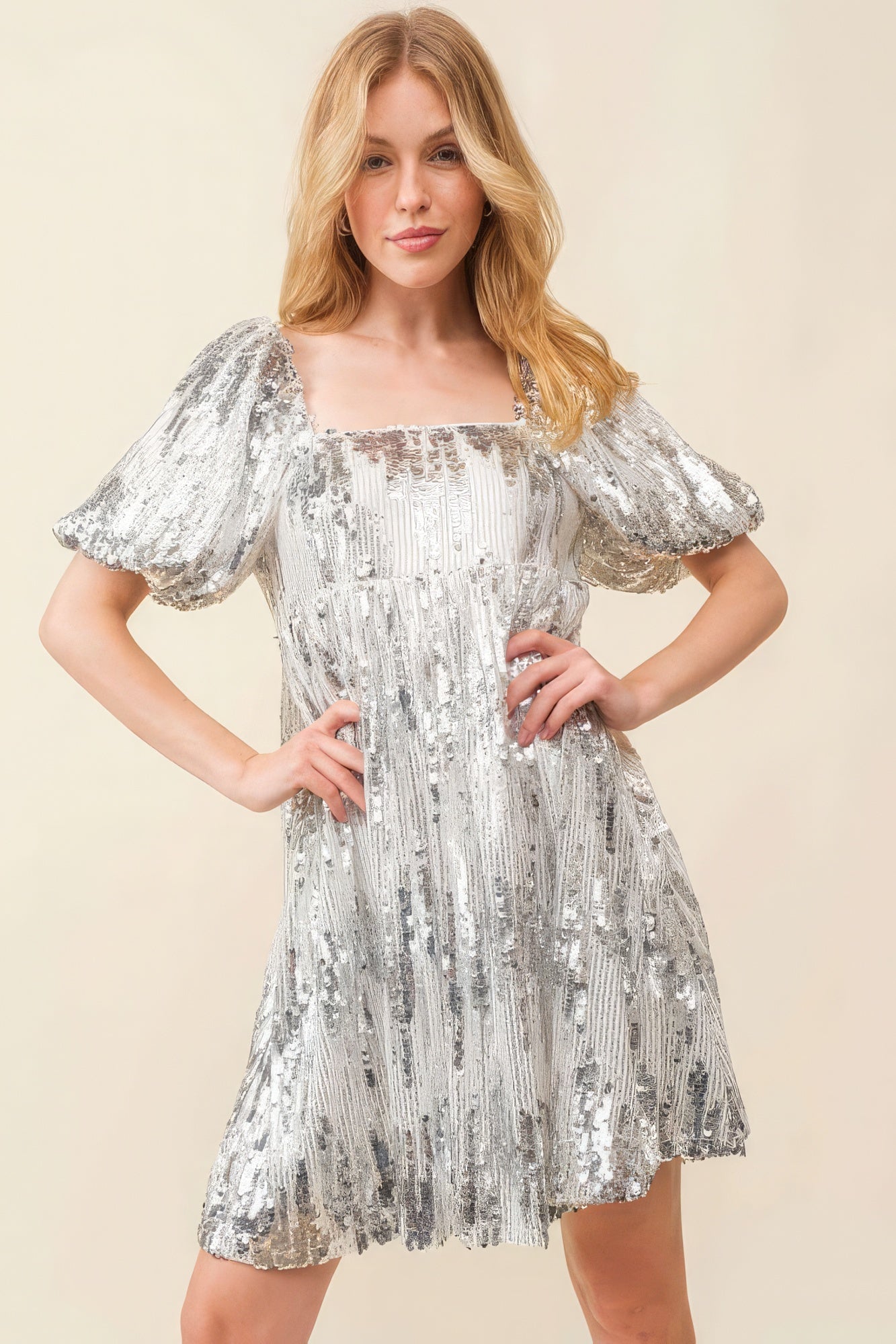 Sequin Babydoll Mini Dress - Premium  from ZLA - Just $77.50! Shop now at ZLA