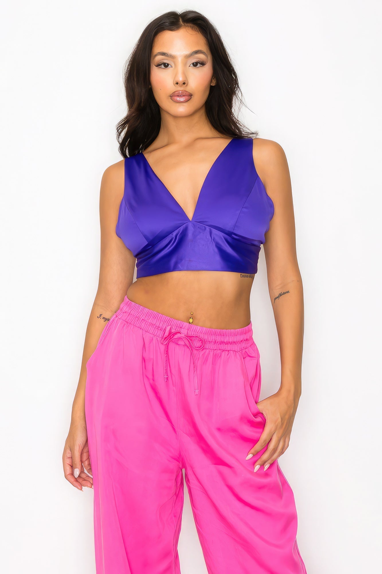 Smock V-neck Satin Bra Top - Premium  from ZLA - Just $11! Shop now at ZLA