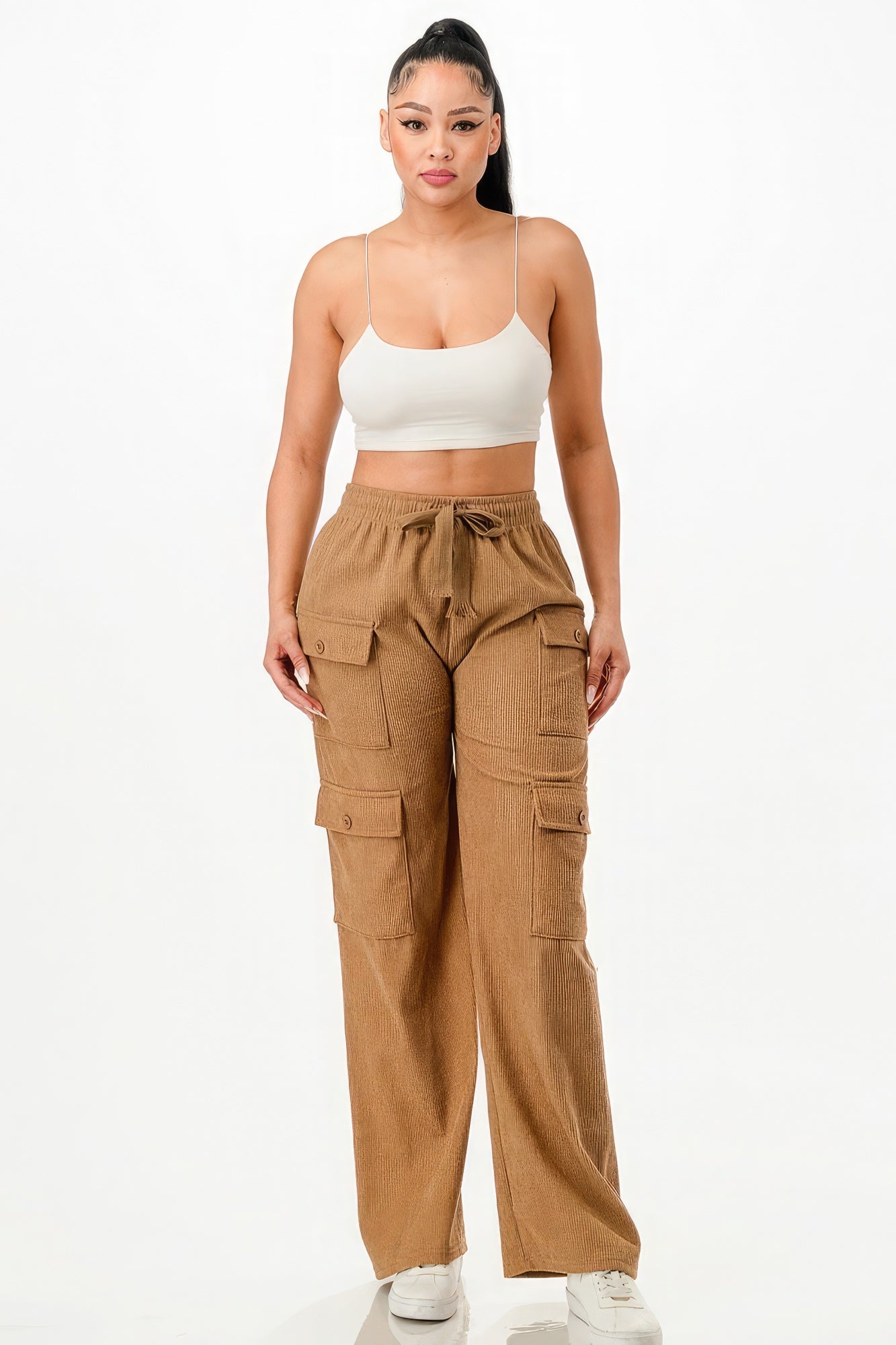 Solid Corduroy Cargo Pants - Premium  from ZLA - Just $20! Shop now at ZLA