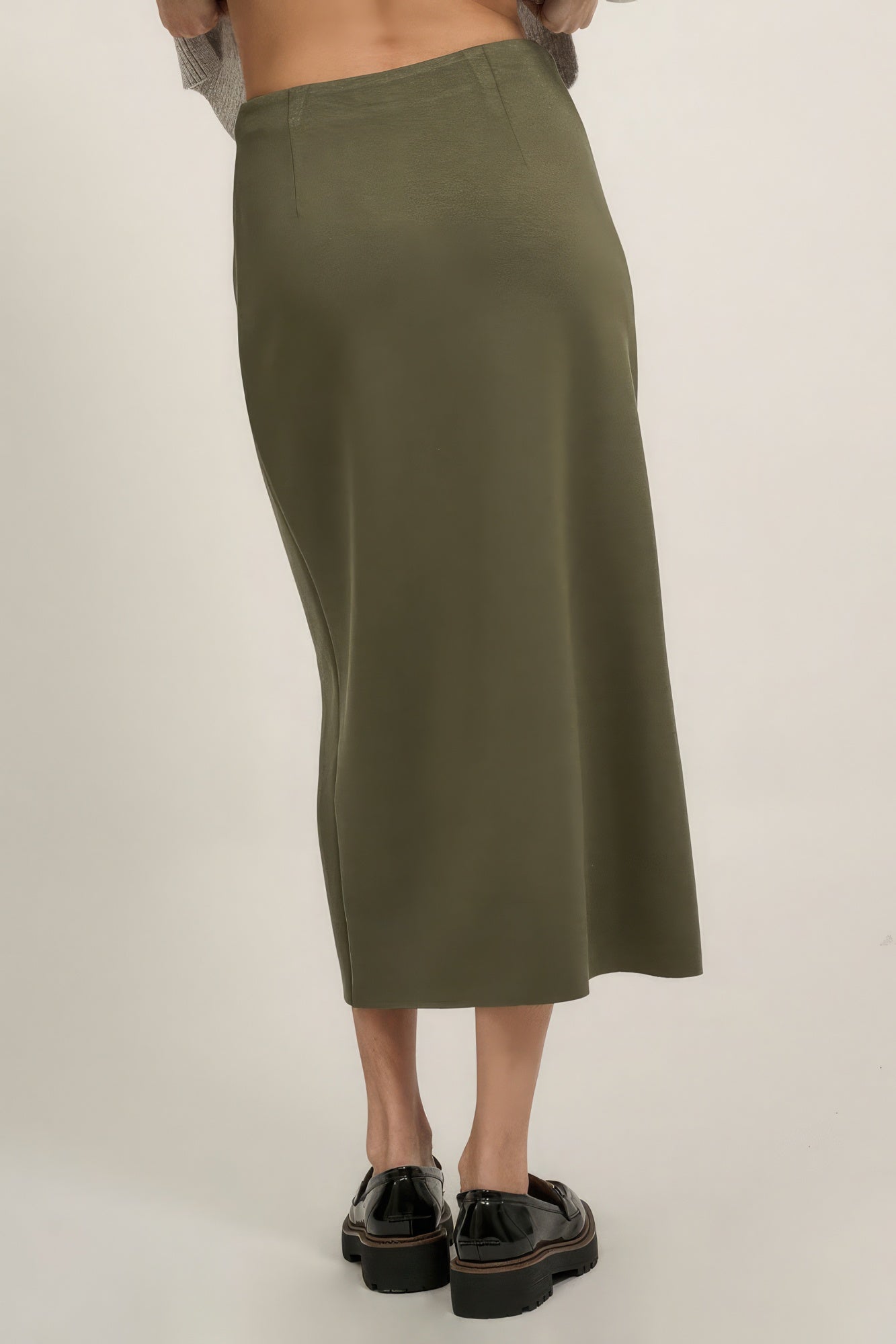 Solid High Waist Zipper Front Slit Midi Skirt - Premium  from ZLA - Just $75.50! Shop now at ZLA