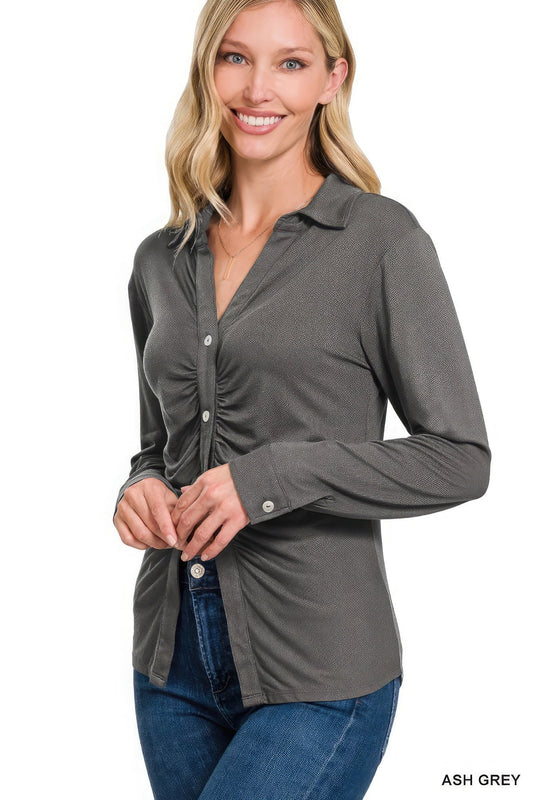 Stretchy Ruched Shirt - Premium  from ZLA - Just $11! Shop now at ZLA