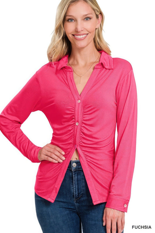 Stretchy Ruched Shirt - Premium  from ZLA - Just $11! Shop now at ZLA