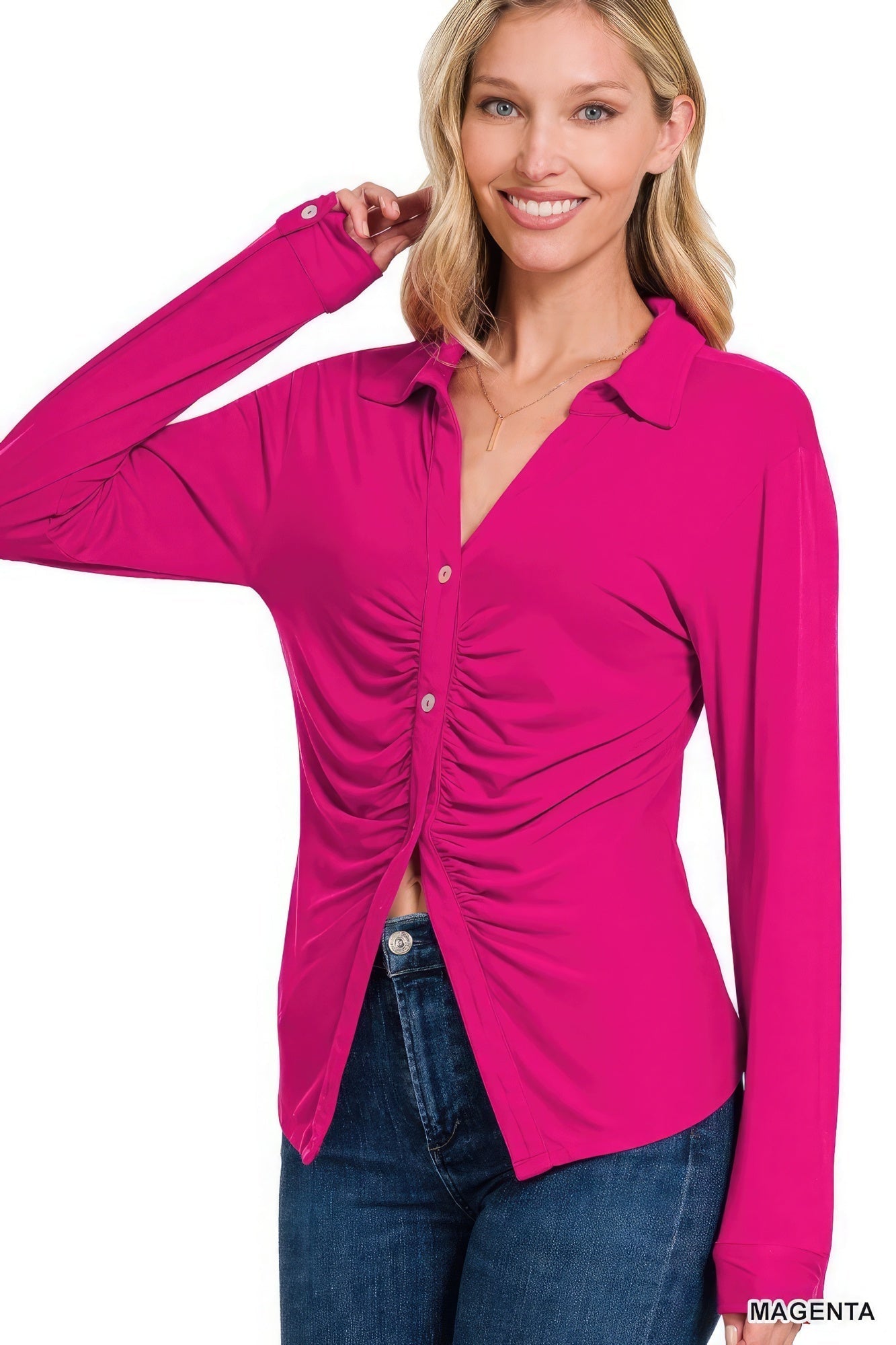 Stretchy Ruched Shirt - Premium  from ZLA - Just $11! Shop now at ZLA