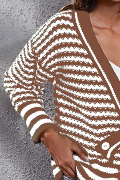 Striped V-Neck Knit Top - Premium  from Trendsi - Just $28! Shop now at ZLA
