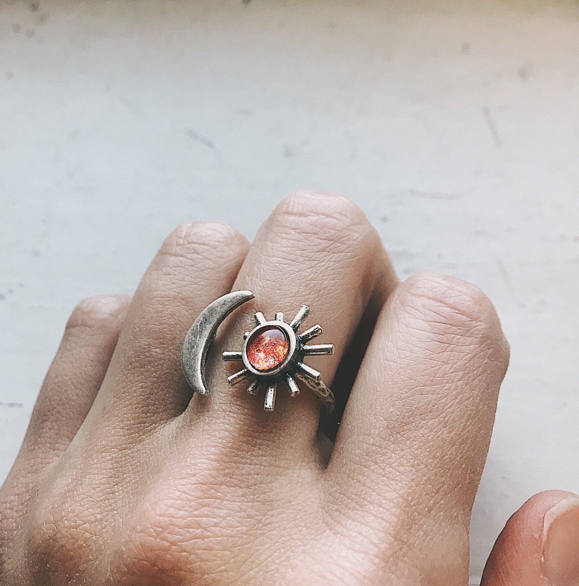 Sun and Moon Sculptural Statement Ring - Premium  from Yugen Handmade - Just $35! Shop now at ZLA