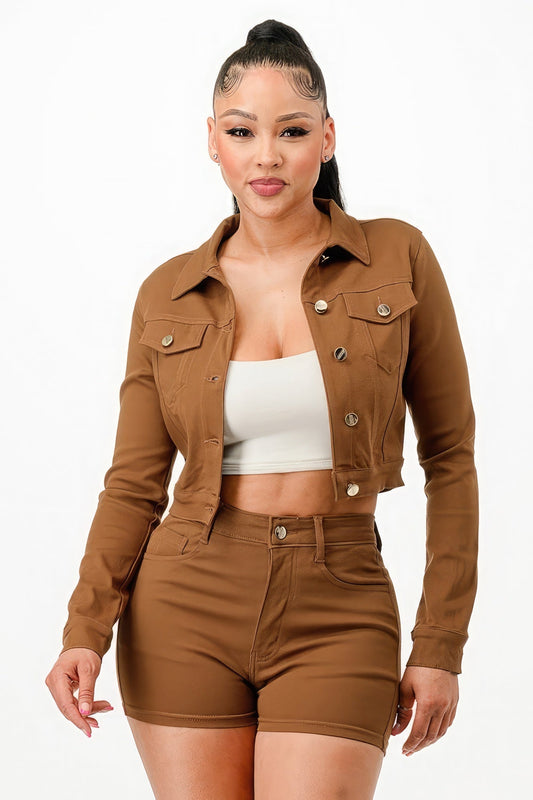 Super Stretchy Cropped Jacket - Premium  from ZLA - Just $55! Shop now at ZLA