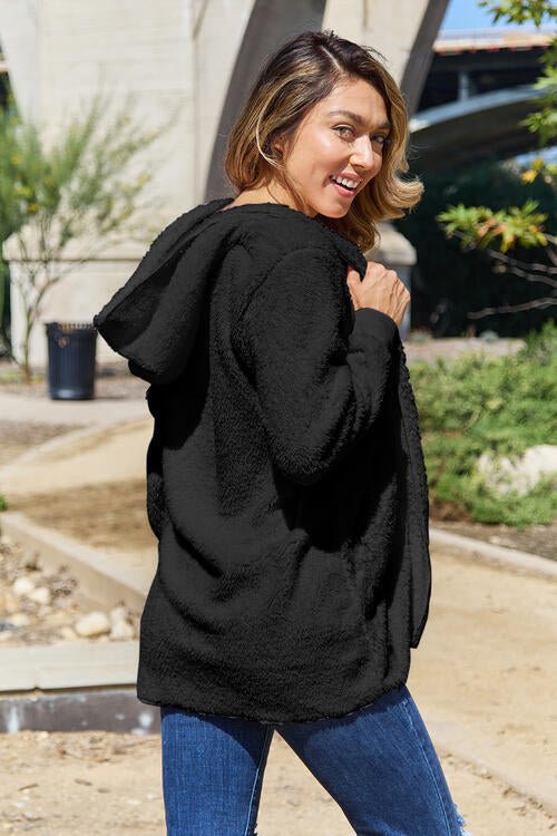 Teddy Hooded Jacket with Pockets - Premium  from Trendsi - Just $21! Shop now at ZLA