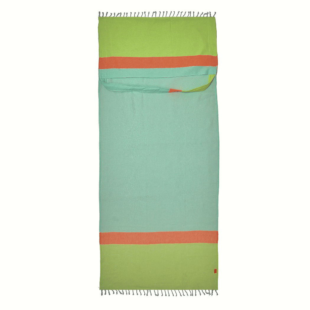 Two-in-One Beach Towel Bag Green Blue with Gift Box - Premium Bath & Beauty from Harlequin Juniper - Just $31.83! Shop now at ZLA