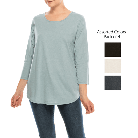 Urban Diction 4 Pack Women's Long Sleeve Comfortable Crew Neck T-Shirts - Premium  from Wonderful And Young - Just $41.99! Shop now at ZLA