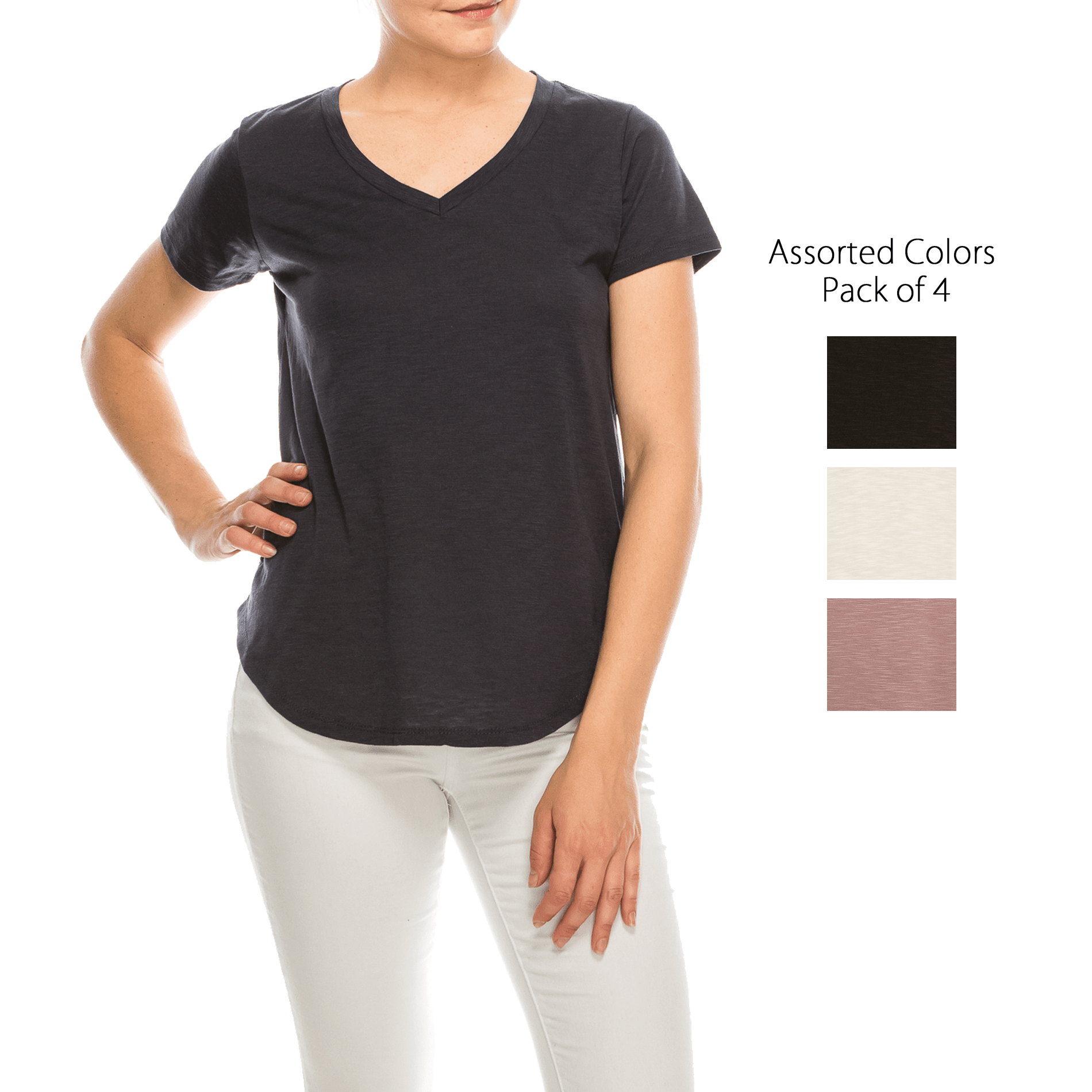 Urban Diction 4 Pack Women's Neutral Colored V-neck T-Shirts - Premium  from Wonderful And Young - Just $30.99! Shop now at ZLA