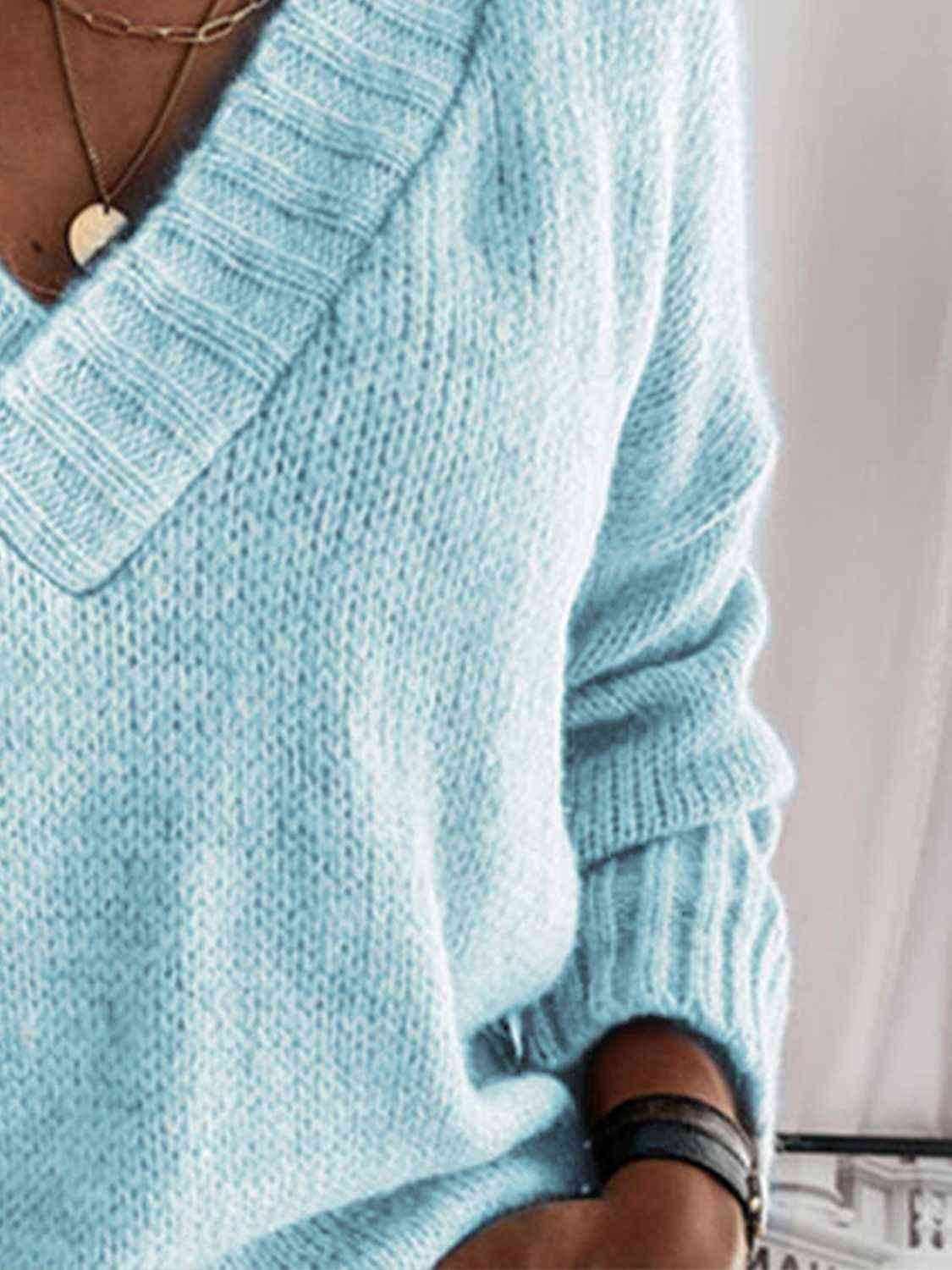 V-Neck Drop Shoulder Sweater - Premium  from Trendsi - Just $27! Shop now at ZLA