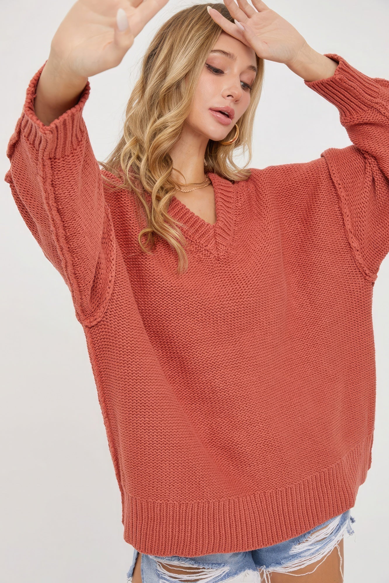 V Neck Oversized Sweater - Premium  from ZLA - Just $72! Shop now at ZLA