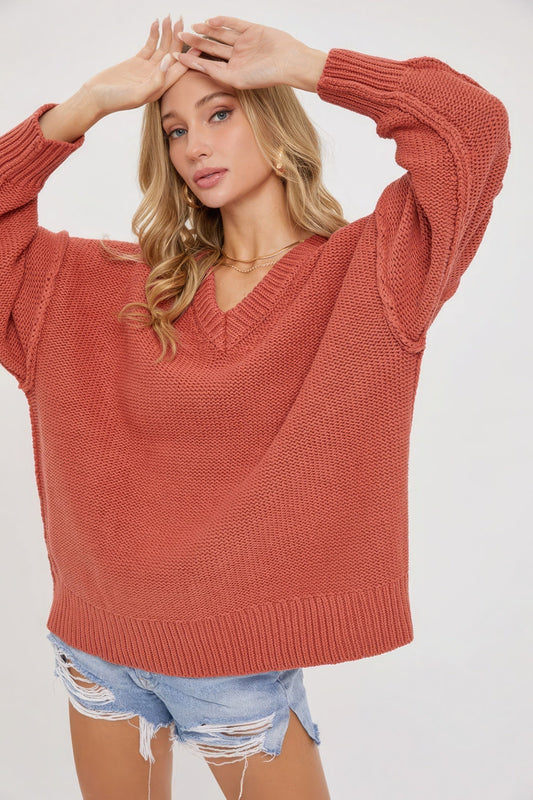 V Neck Oversized Sweater - Premium  from ZLA - Just $72! Shop now at ZLA