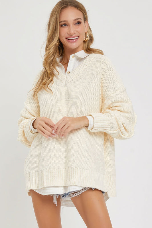 V Neck Oversized Sweater - Premium  from ZLA - Just $72! Shop now at ZLA
