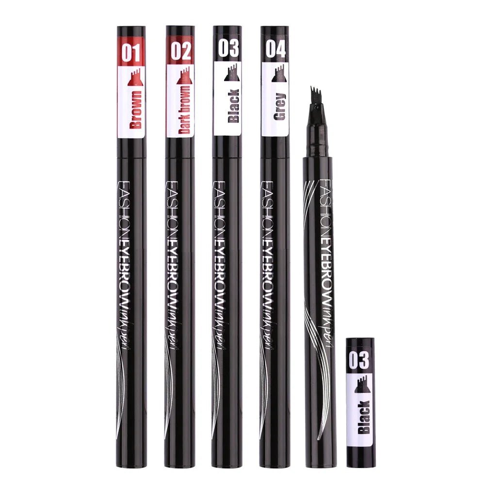 Waterproof Natural Eyebrow Pen Four-claw Eye Brow Tint Makeup three Colors Eyebrow Pencil Brown Black Grey Brush Cosmetics - Premium  from ZLA - Just $6.12! Shop now at ZLA