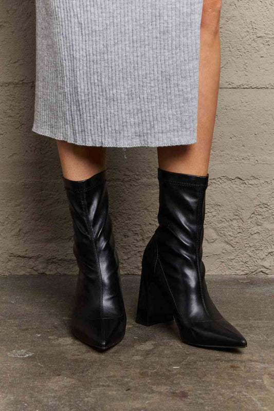 Weeboo Stacy Block Heel Sock Boots - Premium  from Trendsi - Just $50! Shop now at ZLA