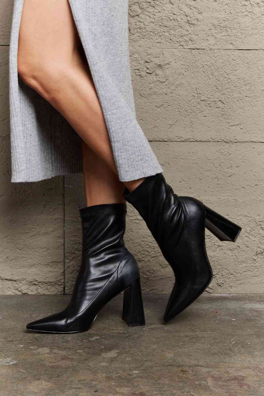 Weeboo Stacy Block Heel Sock Boots - Premium  from Trendsi - Just $50! Shop now at ZLA