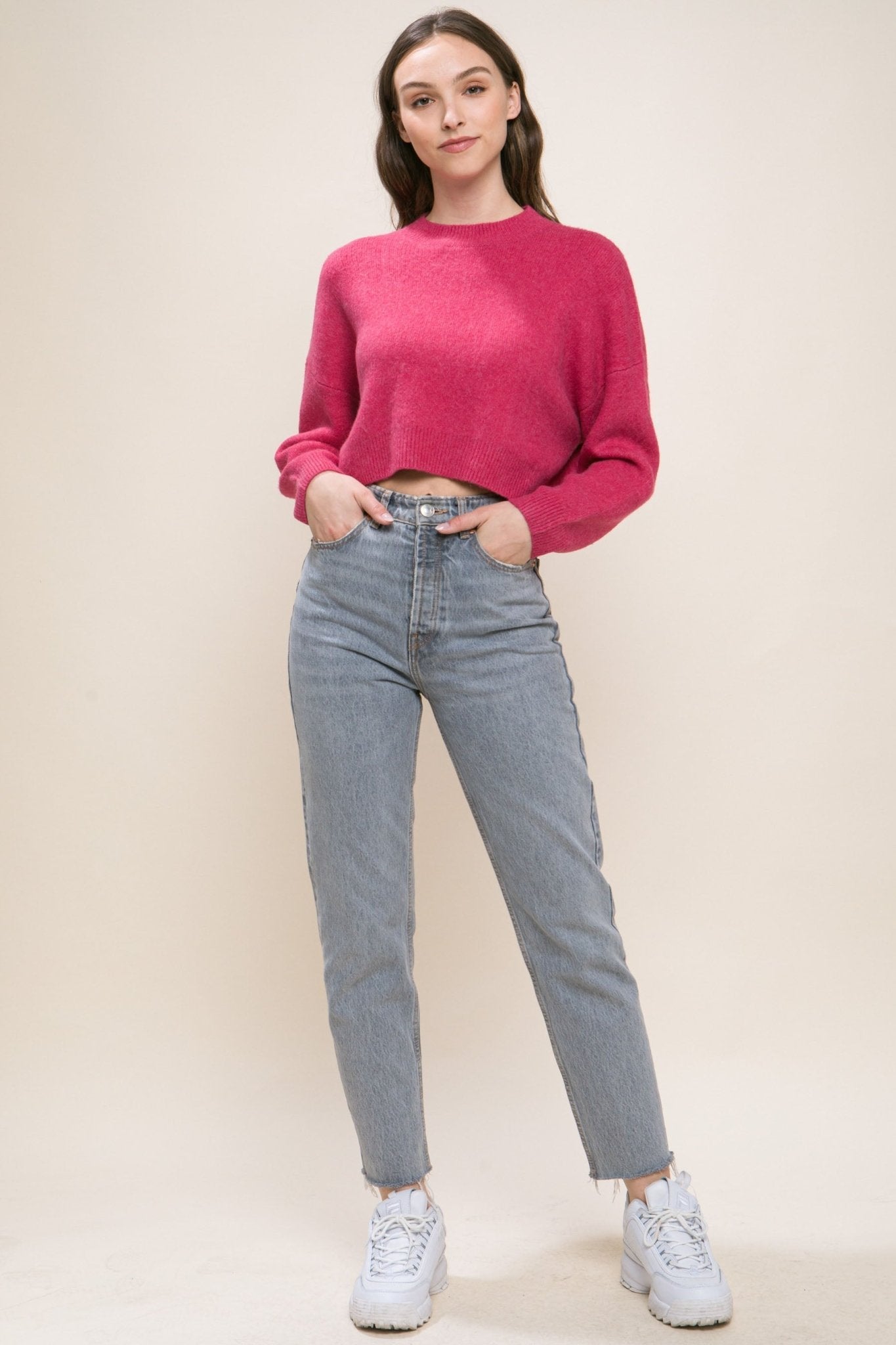 Wool Blend Cropped Sweater Top - Premium  from ZLA - Just $27.50! Shop now at ZLA