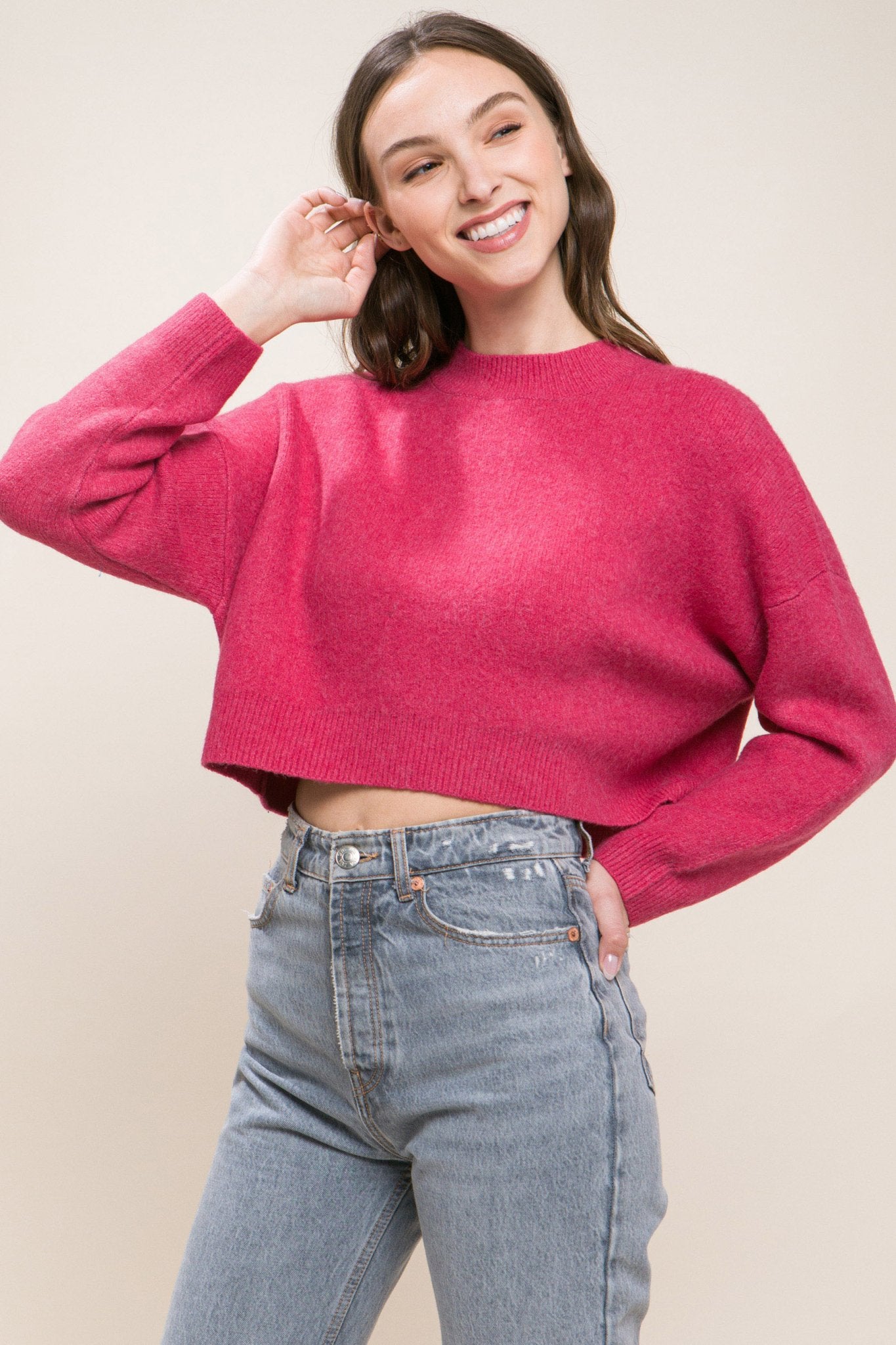 Wool Blend Cropped Sweater Top - Premium  from ZLA - Just $27.50! Shop now at ZLA