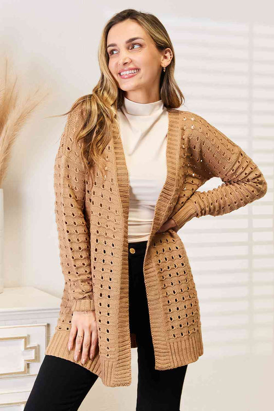 Woven Right Openwork Horizontal Ribbing Open Front Cardigan - Premium  from Trendsi - Just $35! Shop now at ZLA