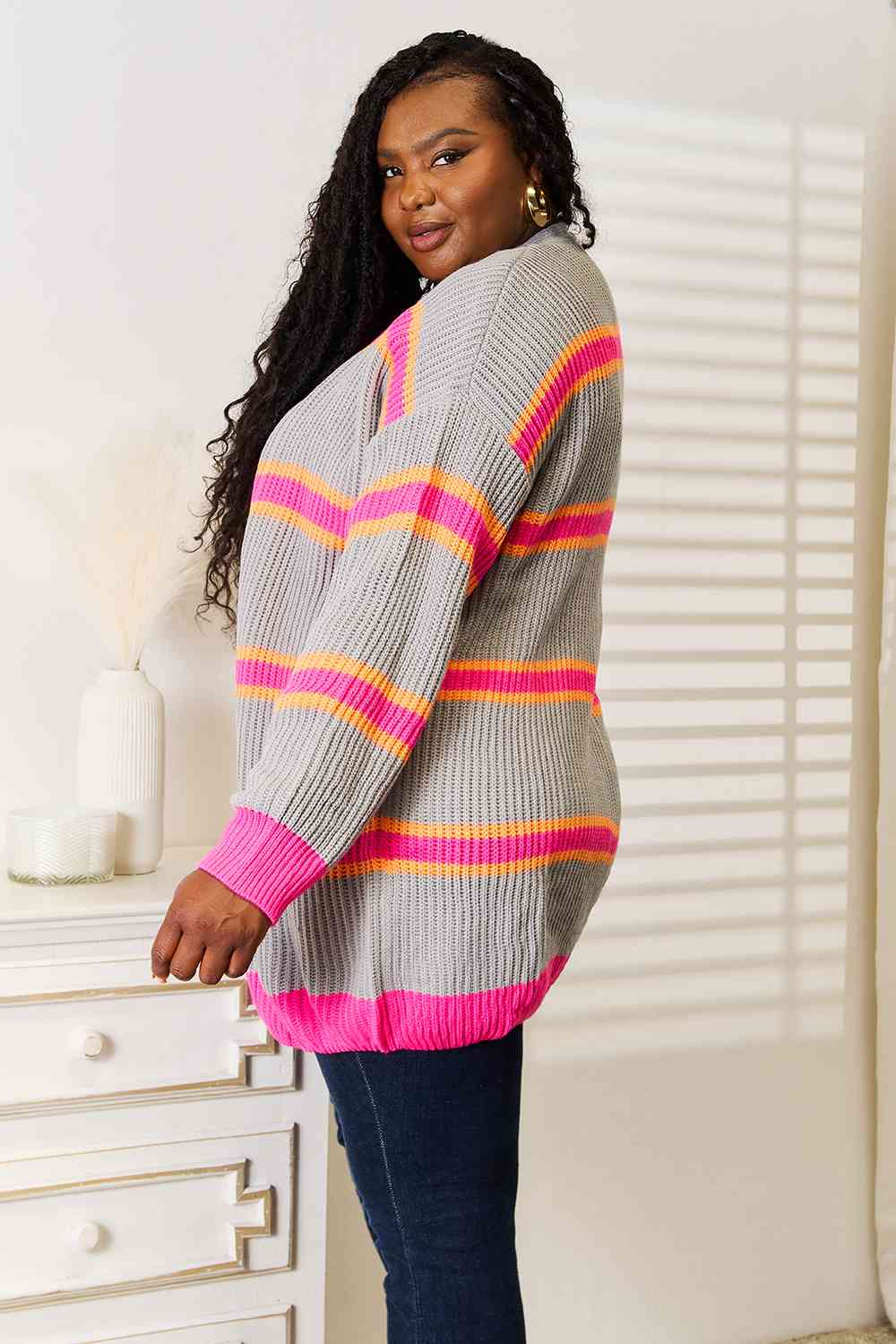 Woven Right Ribbed Long Sleeve Cardigan - Premium  from Trendsi - Just $46! Shop now at ZLA