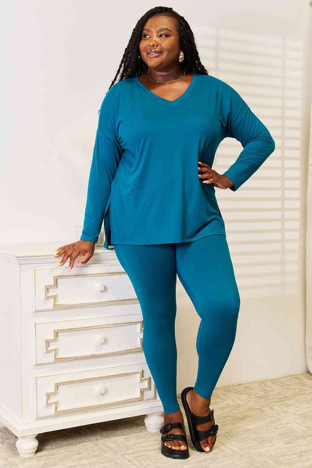 Zenana Lazy Days Full Size Long Sleeve Top and Leggings Set - Premium  from Trendsi - Just $31! Shop now at ZLA