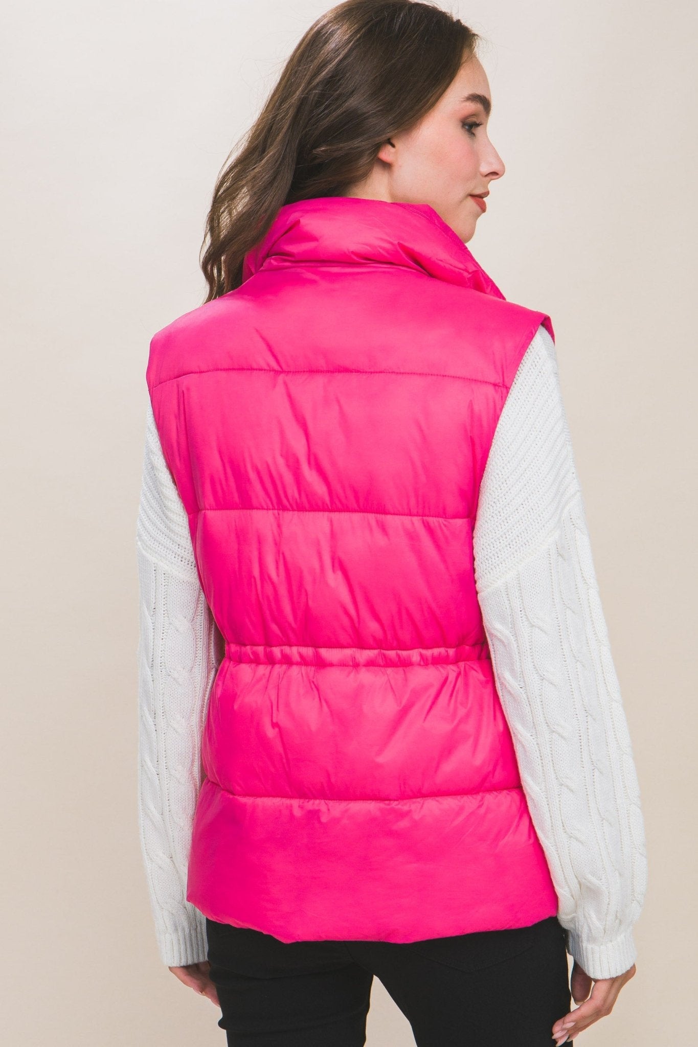 Zip Up Button Puffer Vest With Waist Toggles - Premium  from ZLA - Just $33! Shop now at ZLA